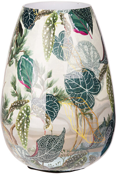 DecoDepot Metal vase, Jungle print, 20 cm