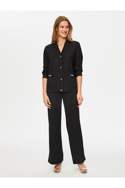 Faik Sönmez Triko Görünümlü Metal Aksesuar Detaylı Hırka S26HRK004