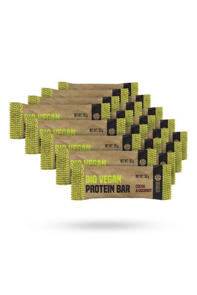 GymBeam Baton proteic vegan BIO - VanaVita, 20 x 50 g, cacao și nucă de cocos