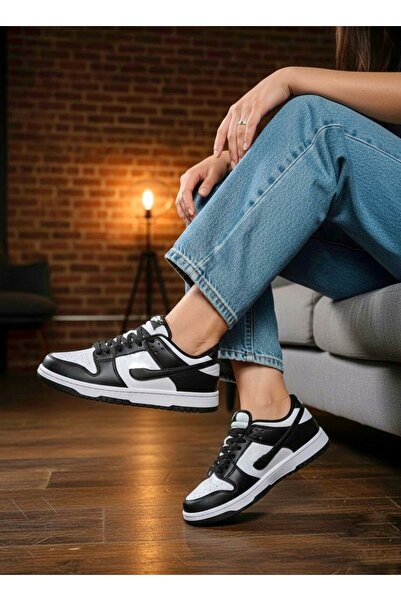 ÇınarShoes Unisex Μαύρα Λευκά Καθημερινά Αθλητικά Παπούτσια