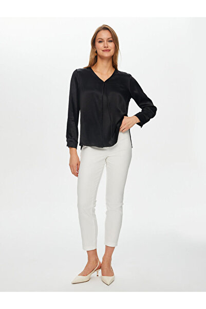 Faik Sönmez Kendinden Ağaç Kabuğu Desenli Şık Bluz S26BLZ038