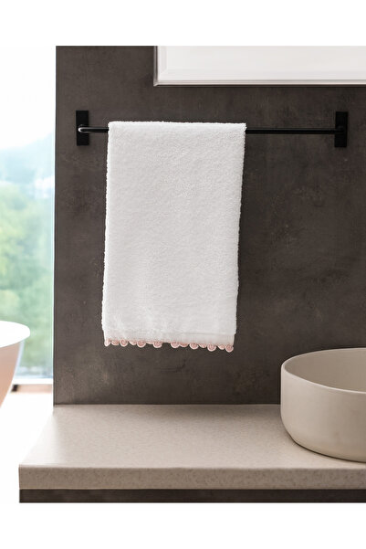 Madame Coco Melly Crochet 100% Cotton Face Towel - White/Powder - 50X70 cm