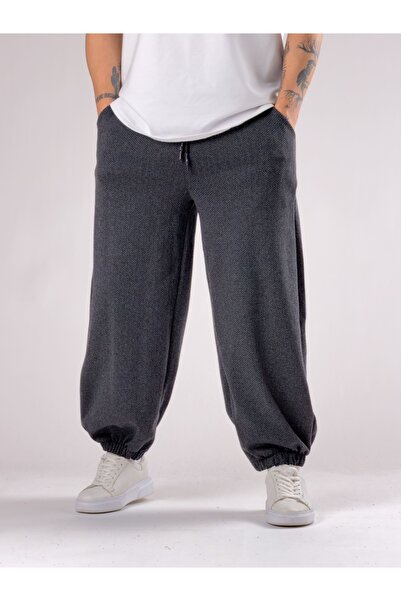 COCOPELLI Fish Scale Patterned Anthracite Baggy Trousers Coc2781