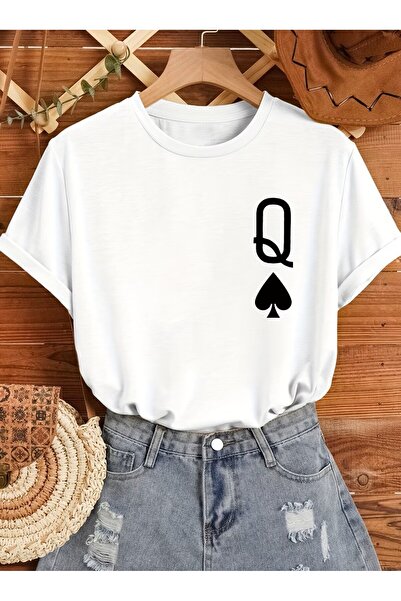 AZIZI TEKSTIL Tricou unisex cu design imprimat Q Maça Kızı