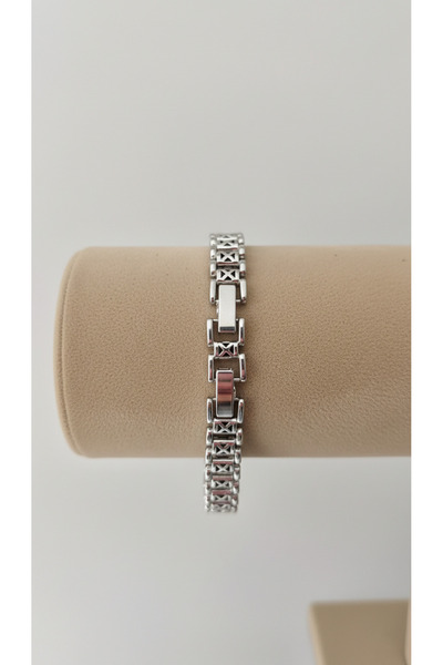 Lune Design Women's Silver Color Zircon Stone Adjustable Steel Bracelet