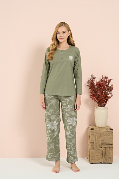 Owersleep Set de pijamale pentru femei, interlock, supradimensionat, cu pliur...