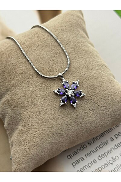 roshel قلادة نسائية من الفولاذ على شكل زهرة اللوتس مرصعة بحجر الزركون |   فول...