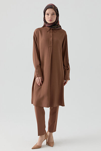 Tuğba Bel Lastikli Havuç Pantolon - Fındık