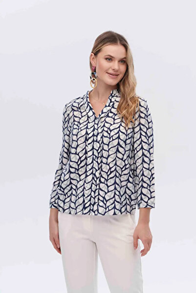 Canel Minimalist Patterned 3/4 Sleeve Women's Blouse - Casual & Work