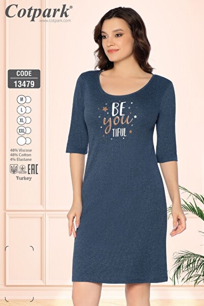 Cotpark Women's Cotton Viscose Blended Stretch Lycra Dress / Indigo - 13479