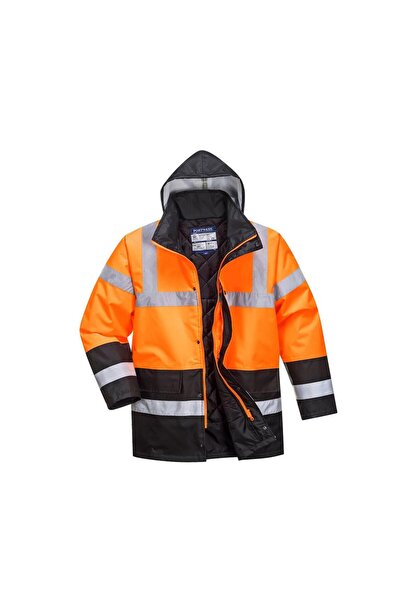 PORTWEST S467 Hi-Vis Yüksek Görünürlüklü Turuncu Lacivert Trafik Parka Kaban