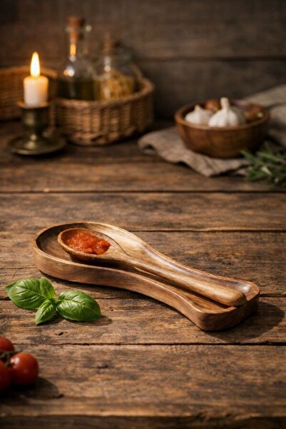 daimahome Akasya Ahşap Kaşık Altlığı – Doğal Ahşap Kepçe ve Kaşık Dinlendirme...