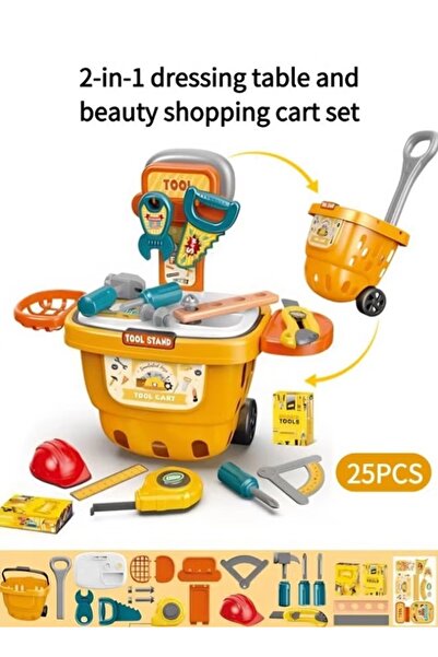 Generic 25Pcs Children Pretend Play Toys Kids Toy Toolbox Shopping Cart 2-in-...