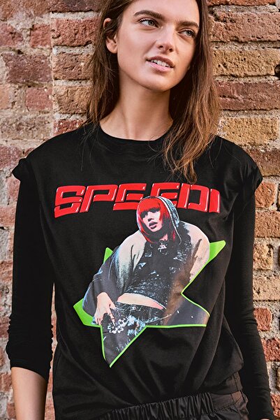 Bershka Baskılı kısa kollu düz Speedi tişört