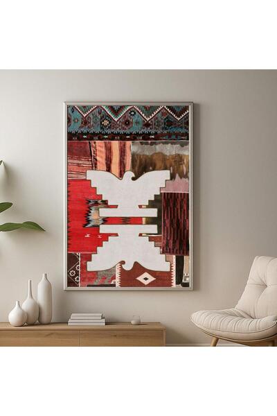 4gdran A canvas painting with a traditional art design and a hollow wooden fr...