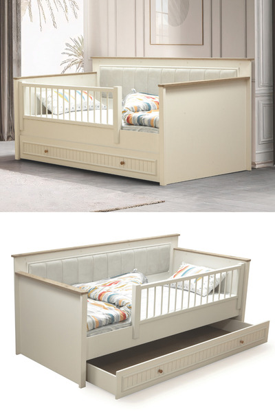 Moderniya Mobilya MDF Korkuluklu Nexus Yavrulu Çekmeceli Karyola 100x200