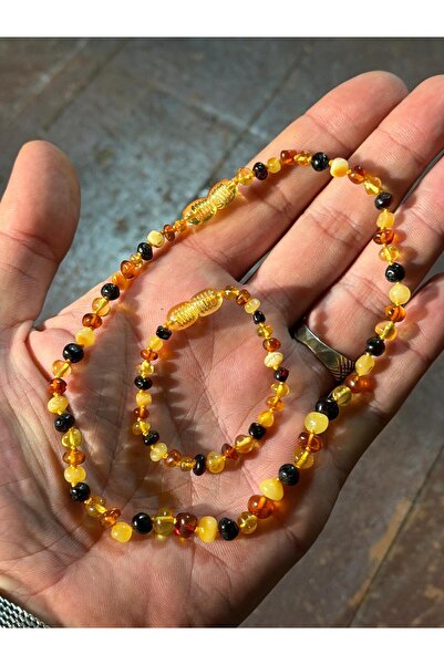 TTS TÜRK TESBİH SANATI Damla Kehribar Bebek Kolye Bileklik Set