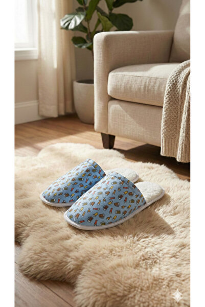 Serena Men's blue slippers with Printed - warm and comfortable