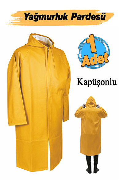 Badem10 (1 Adet) XXL Balıkçı Denizci Yağmurluk Pardesü Kapşonlu Tek Parça Kal...