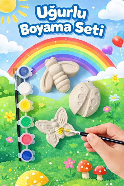 Glowria Çocuklar İçin Uğur Böceği Temalı Taş Boyama Seti | Çocuk Ekransız Akt...
