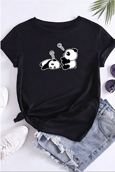 AZIZI TEKSTIL Μπλουζάκι Unisex Sleepy Panda με εμπριμέ σχέδιο
