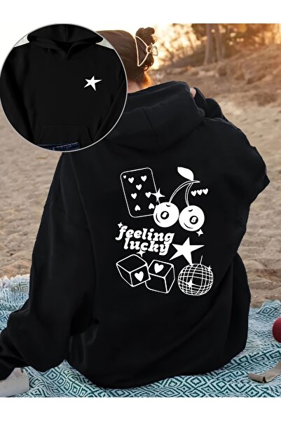 Deocept Унисекс суитшърт с качулка, отпечатан отзад, с кенгуру джоб, свободна...