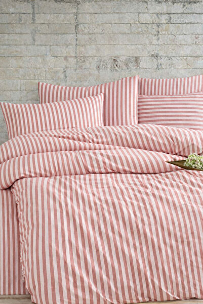 Anemons Striped Satin Duvet Cover Set with Elasticated Sheets
