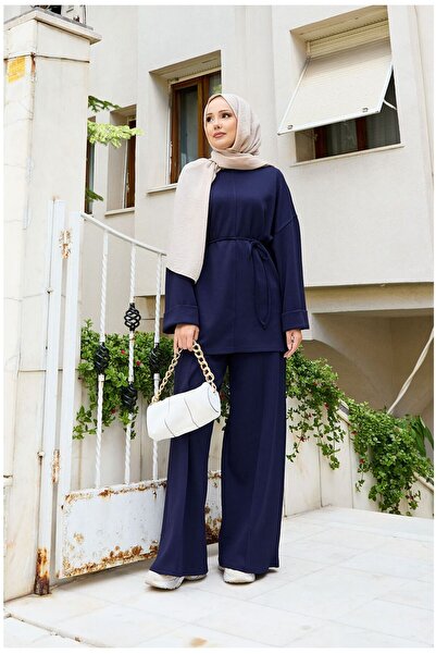 Elit Women's Islamic Clothing Modal Fabric Tie-Strap Detailed Crew Neck Top a...