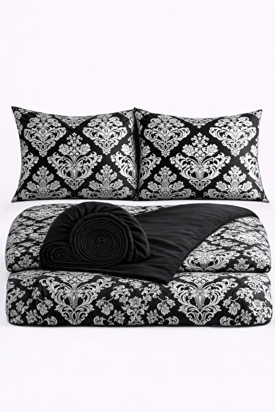 İQON Duvet Cover Set with Elastic Sheets Double Size Dmsk Gray-243 Otlt