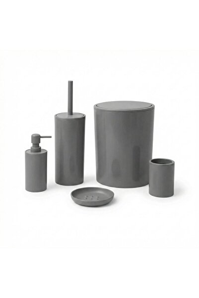 Ansan طقم حمام فلوريس 5 قطع باللون الرمادي