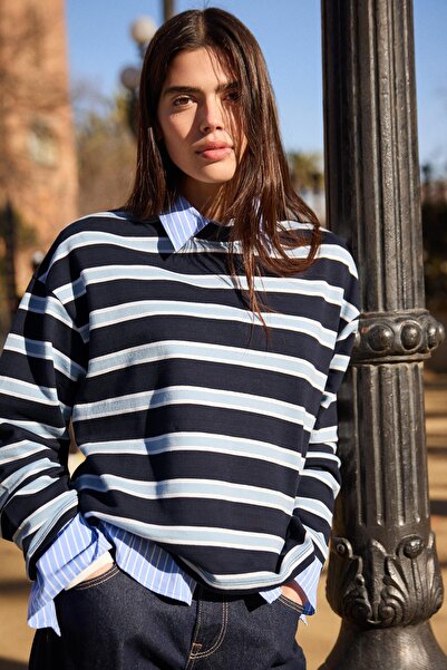 Bershka Çizgili bisiklet yaka kazak