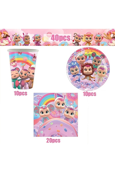 Choice 1set-40pcs Cry Babiesed Birthday Party Decoration Tableware Cups Plate...