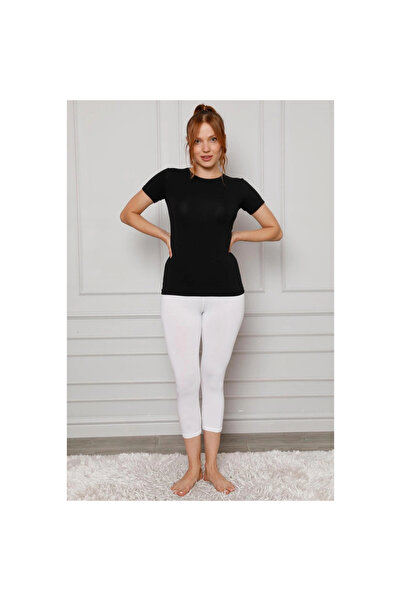 Narnuga Mi̇ray- Combed Cotton Lycra Below Knee Leggings White