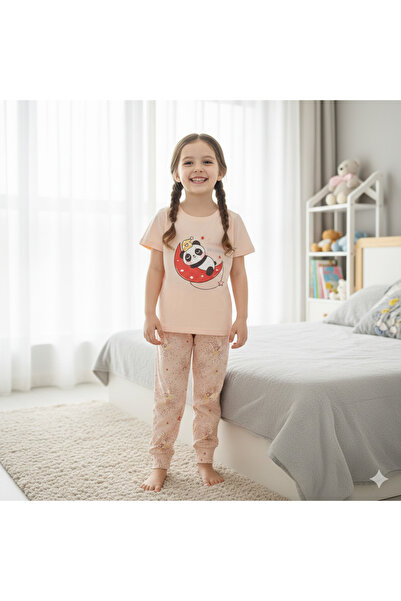 bbs fashion Girls' half-sleeve pajamas, 100% cotton, sizes (2-5)