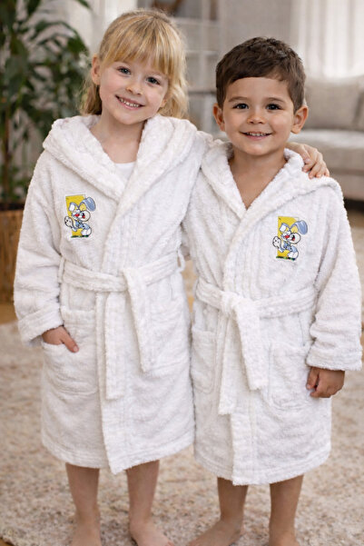 İQON رداء حمام للأطفال بغطاء للرأس مصنوع من القطن بنسبة 100% - تافسان (6 - 8 ...