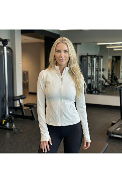 NEW JOURNAL Kadın Ekru Eldiven Detaylı Spor Ceket NJ56