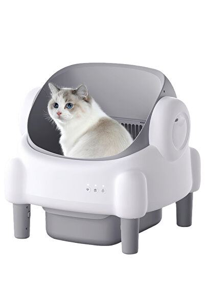 KidLe Smart Cat Litter Box Open Top Self Cleaning Cat Litter Box with APP Con...
