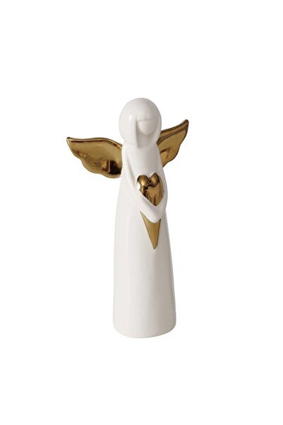 DecoDepot Figurină înger, aripi albe/aurii, 14,8 cm