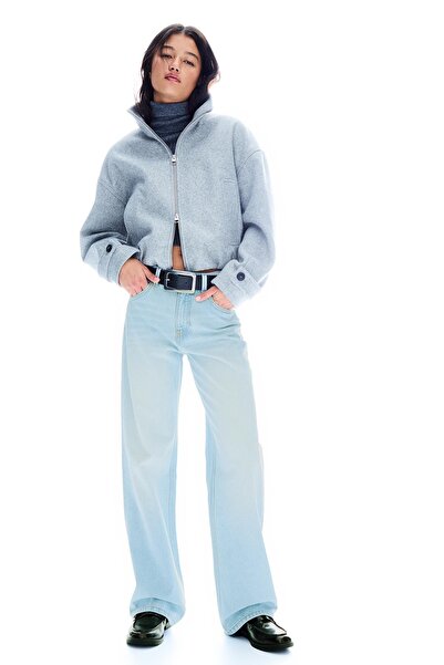 Bershka Geniş paça straight fit yüksek bel jean