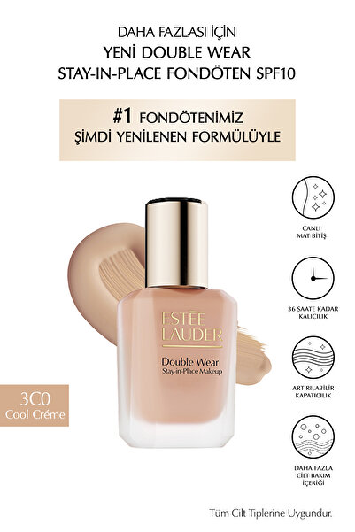 Estee Lauder Double Wear Stay-in-Place Fondöten SPF10 Canlı Mat Bitiş (3C0 CO...
