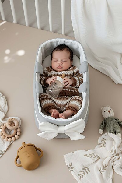 Rivaİstanbul Bow Ribbon Gray Baby Carrying Bag