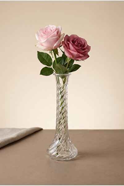 TR Turan Collection BARA El Yapımı Cam Spiral Model Çiçek Karanfil Gül Vazosu