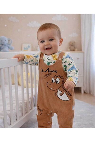 BY TUNA DESİGN Dinozor Desenli Erkek Bebek Tulum – İsimli