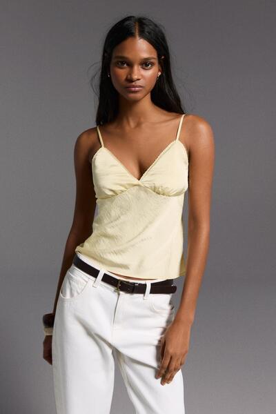 Bershka Dantelli saten top