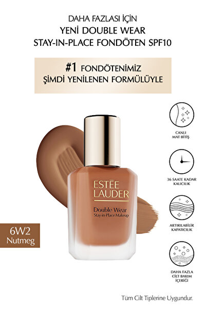 Estee Lauder Double Wear Stay-in-Place Fondöten SPF10 Canlı Mat Bitiş (6W2 NU...