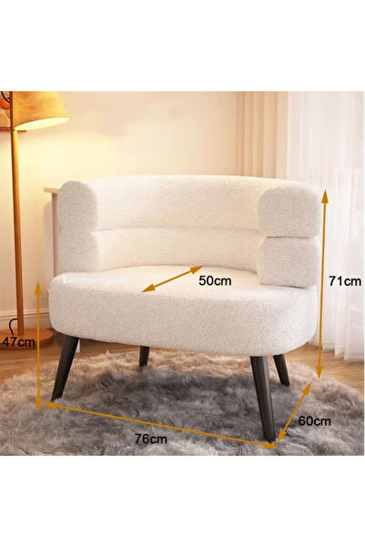 ZUIHAO كرسي مميز من قماش الشيربا بوكل، كرسي أريكة بذراعين أسطوانيين دائريين ل...