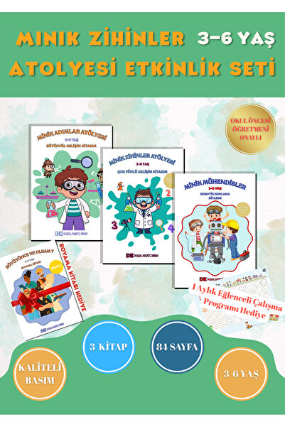 Anonim Yayıncılık 3–6 Yaş Minik Adımlar Atolyesi Eğitim Seti 3 Kitap + Boyama...