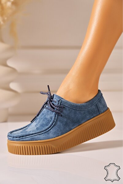 Joana Navy Suede Leather Women's Loafers Size 37