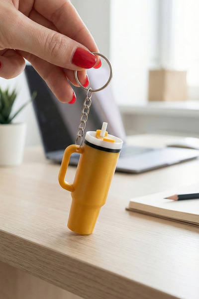 JoyShine Thermos Keychain with Straw Gold, Bag Charm and Gift Keychain for Lo...