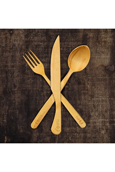 Hakiki Store Şimşir 3 Parça Tatlı Çatal Kaşık Bıçak Seti 18 Cm